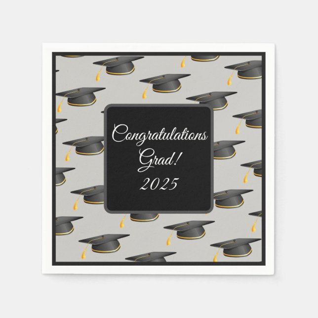 Cocktail Size-Graduation Cap Napkins (Front)