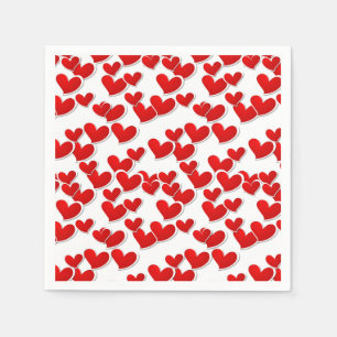 Cocktail Size Paper Napkins-Valentine Hearts Napkin