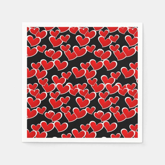 Cocktail Size Paper Napkins-Valentine Hearts Napkin (Front)