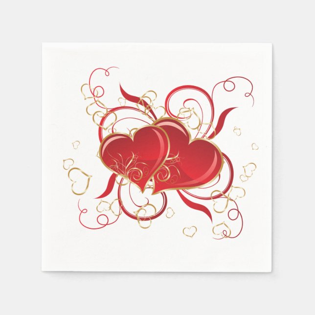Cocktail Size Paper Napkins-Valentine Hearts Napkin (Front)