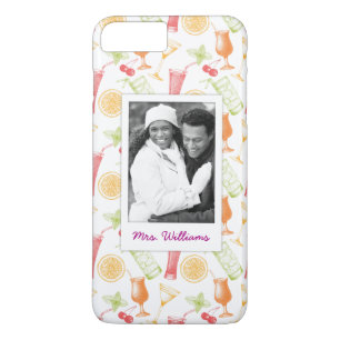 Cocktail Sketch Pattern   Monogram iPhone 8 Plus/7 Plus Case