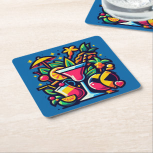 Cocktail square paper coaster