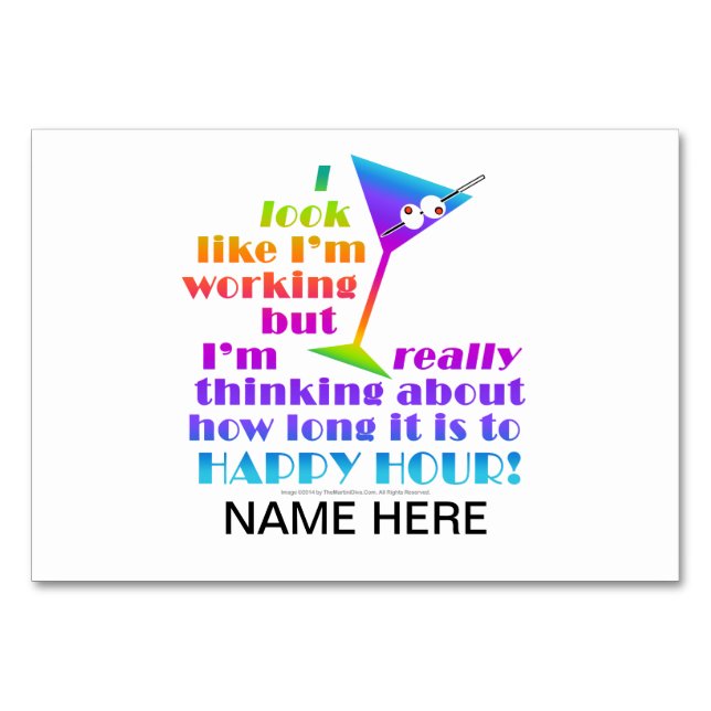 Cocktail Table Cards - How Long to Happy Hour (Front)