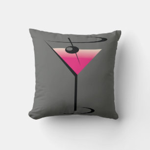 Cocktail Throw Pillow Home Decor Pink Grey