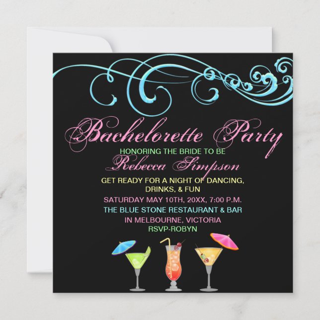 Cocktail Time Bachelorette Party Invitation (Front)