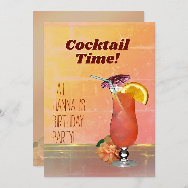 Cocktail Time! Birthday Invitation (Front/Back)