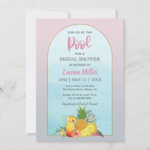 Cocktail Tropical Drinks Poolside Bridal Shower Invitation