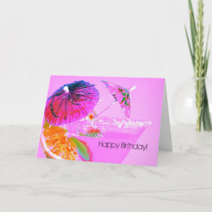 Cocktail umbrellas happy birthday card