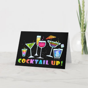 COCKTAIL UP GLASSES GREETING or NOTE CARD