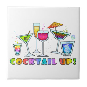 COCKTAIL UP GLASSES TILE - COASTER - TRIVET