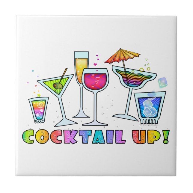 COCKTAIL UP GLASSES TILE - COASTER - TRIVET (Front)