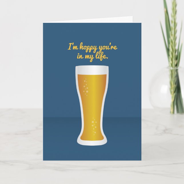 Cocktail Valentine: I'm hoppy you're in my life Holiday Card (Front)