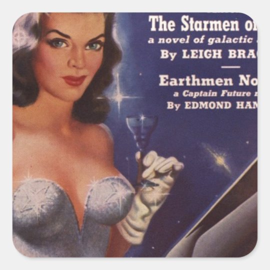 Cocktail Waitress in Space Square Sticker