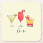Cocktail watercolor Paper Coaster<br><div class="desc">Cool and fun cocktail watercolor illustrated paper coasters. 
All text style,  colours,  sizes can be modified to fit your needs.</div>