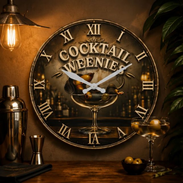 Cocktail Weenies Funny Dachshund  Large Clock (Creator Uploaded)