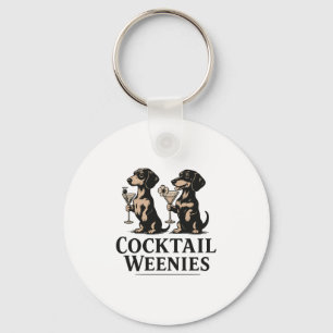 Cocktail Weenies Funny Dachshund Wiener Dog Key Ring