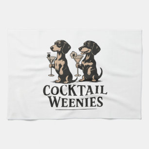 Cocktail Weenies Funny Dachshund Wiener Dog Tea Towel