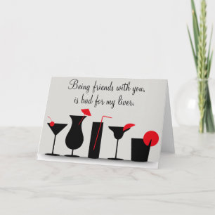 Cocktail Wine Drinking Happy Birthday Funny Card