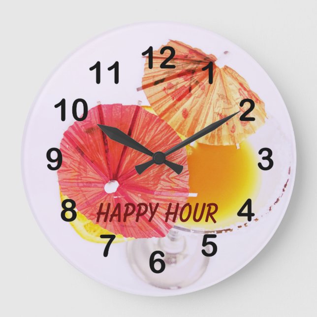 cocktail with colourful paper umbrellas clock (Front)