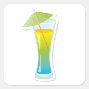 Cocktail with umbrella square sticker