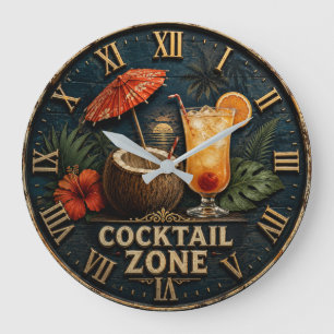 Cocktail Zone Tropical Tiki Bar Large Clock