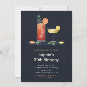 Cocktails and Citrus 30th Birthday Invitation