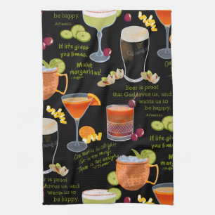 Cocktails and contemplation tea towel