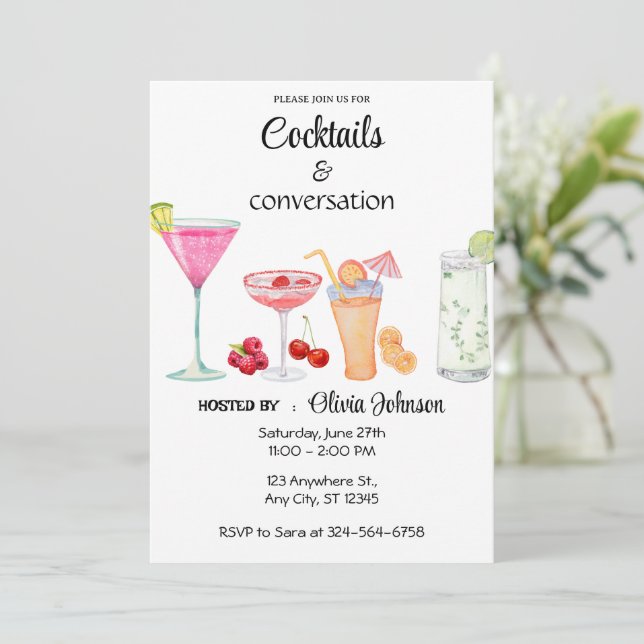 Cocktails and Conversation Party Invitation (Standing Front)