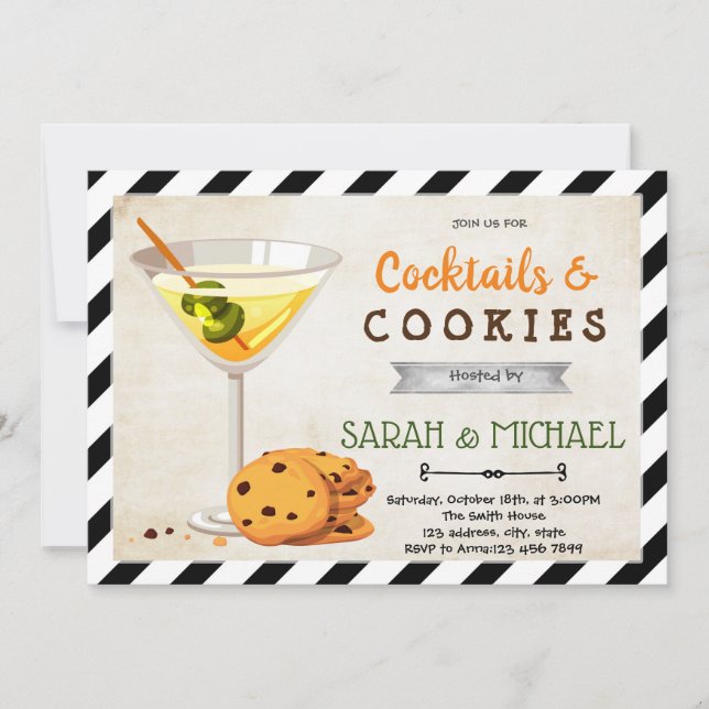 Cocktails and cookies party invitation (Front)