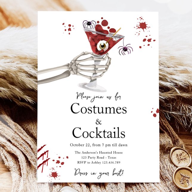 Cocktails and Costumes Boos Booze Adult Halloween  Invitation (Creator Uploaded)