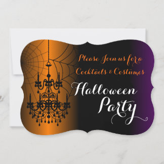 Cocktails and Costumes Chandelier Halloween Party Invitation