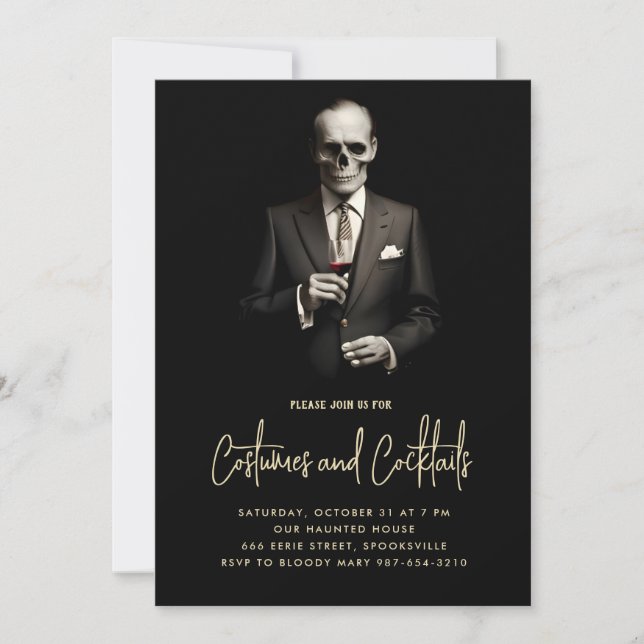 Cocktails and Costumes Invitation (Front)