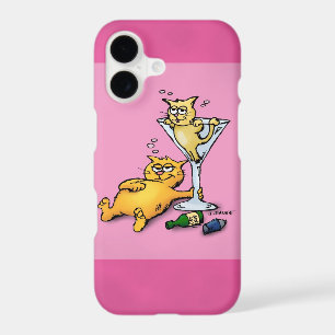 Cocktails and Kittens Pink Cartoon