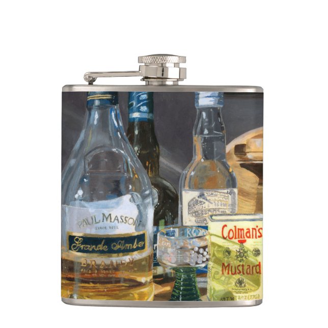 Cocktails and Mustard Hip Flask (Front)