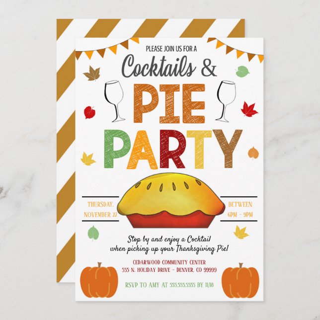 Cocktails and Pie Party Invite (Front/Back)
