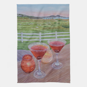 Cocktails at Mission Ranch Tea Towel