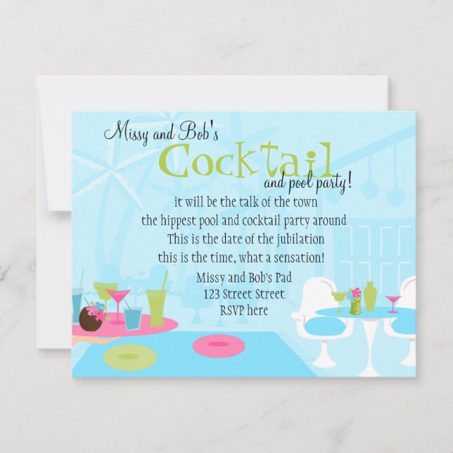Cocktails at the Pool Invitation (Front)