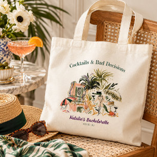 Cocktails & Bad Decisions Bachelorette Tote Bag