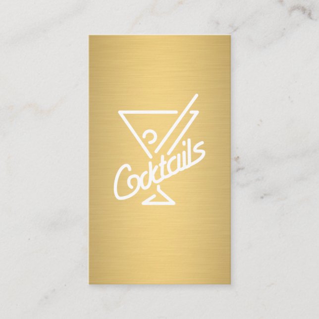 Cocktails / Bartender (Gold Metallic) Business Card (Front)