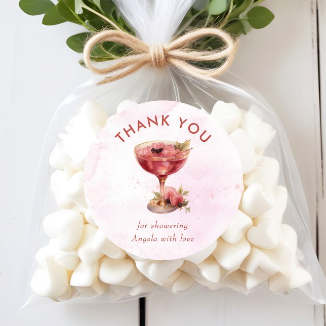 Cocktails Brunch & Bubbly Bridal Shower  Classic Round Sticker (Creator Uploaded)