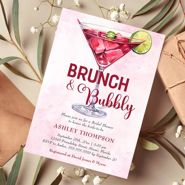 Cocktails Brunch & Bubbly Bridal Shower Invitation (Creator Uploaded)