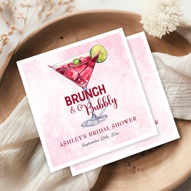 Cocktails Brunch & Bubbly Bridal Shower  Napkin (Creator Uploaded)