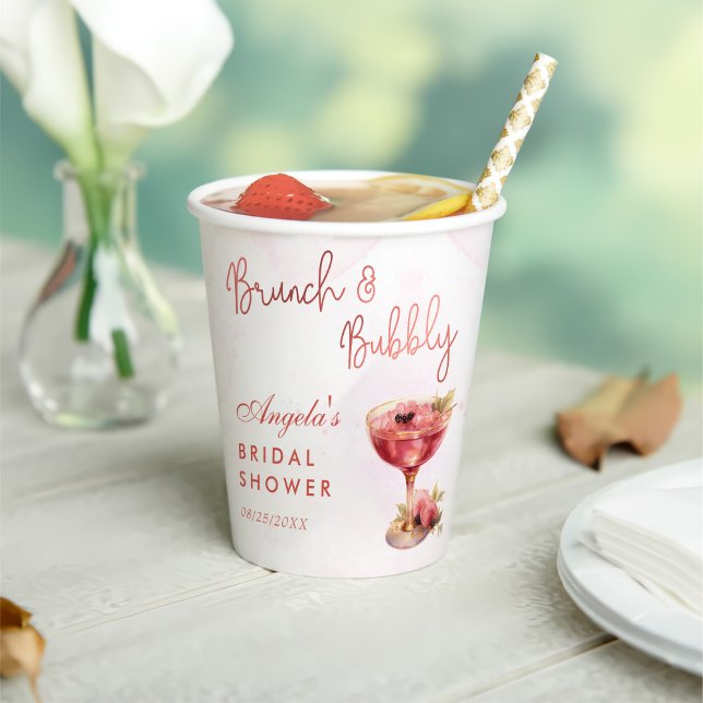 Cocktails Brunch & Bubbly Bridal Shower  Paper Cups (Creator Uploaded)