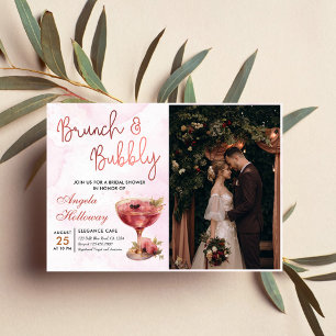Cocktails Brunch & Bubbly Bridal Shower Photo Invitation
