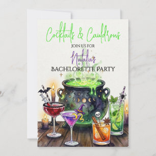 Cocktails & Cauldrons Halloween Bachelorette Party Invitation