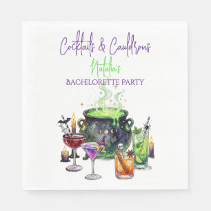 Cocktails & Cauldrons Halloween Bachelorette Party Napkin
