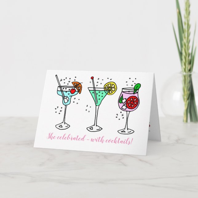 Cocktails Celebrate Birthday Card (Front)