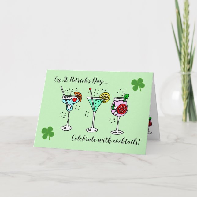 Cocktails Celebrate St Patrick's Day Card (Front)