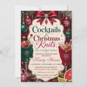 Cocktails Christmas Knits Holiday Party Invitation