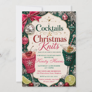 Cocktails Christmas Knits Holiday Party Invitation
